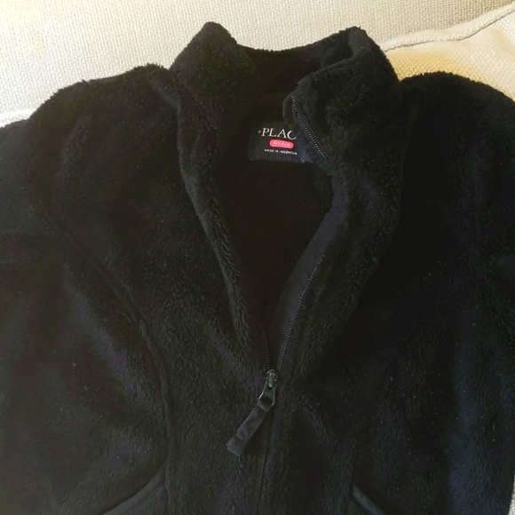 Children's Place Girls Black Fleece Jacket - Size M (7/8) - Picture 4 of 9